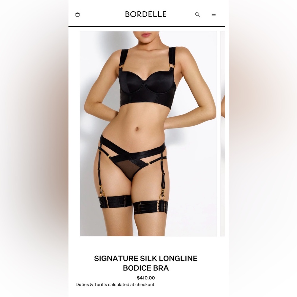 *NWT* BORDELLE Signature Silk Longline Bodice Bra Black SS 32B - Picture 2 of 13